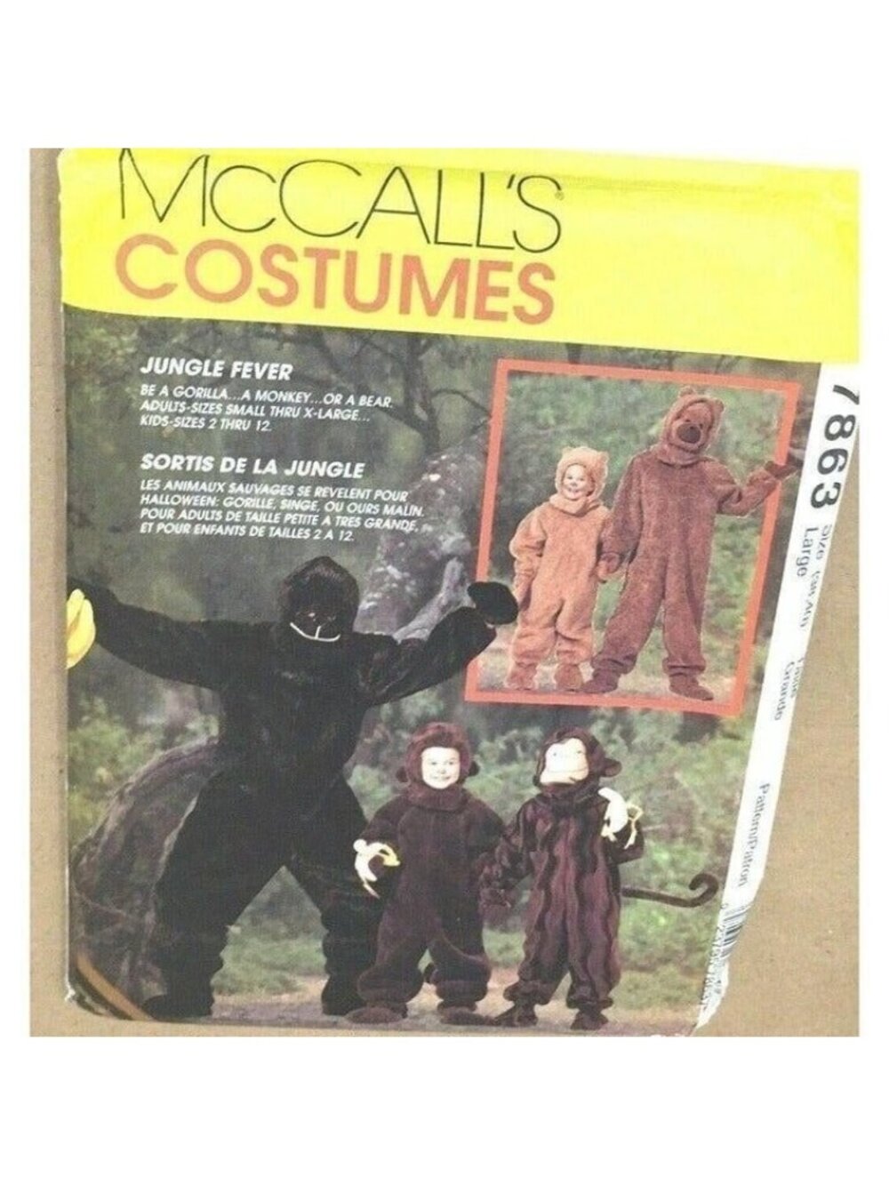 VTG Sewing Pattern McCalls 7863 Costumes Animal Jungle Fever Adult LG 38/40 U/C